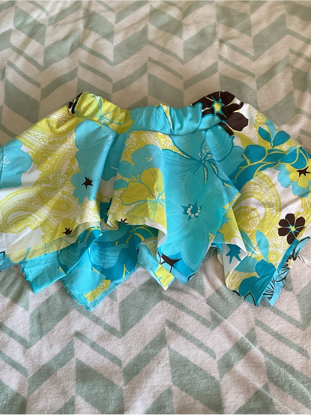 Blue and yellow floral patterned skirt